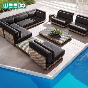 وسادة حديثة معاصرة مكونة من 6 قطع من خشب الساج وصديقة للماء للحديقة الخارجية من خشب الساج للاستخدام في الفنادق والفناء - Product Image 1