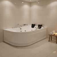 Baignoire à remous hydro-massante familiale pour salle de bain intérieure, 2 personnes, baignoire spa chaude et froide avec oreiller