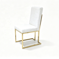Chaise de salle à manger en acier inoxydable doré de qualité commerciale avec coussin blanc amovible pour hôtels et événements