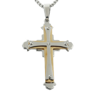 Men's Stainless Steel <b>Cross</b> Pendant Necklace Geometric Design Punk Retro Style 120176 - Product Image 1