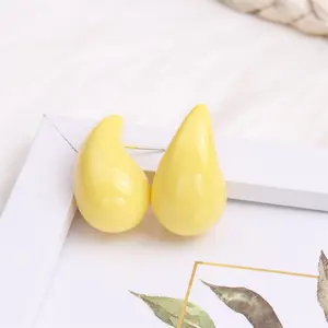 Factory Price Cheap Chocolate Elegant Stud Earrings Smooth Girls Women Colored Solid Color Water Drop Earrings