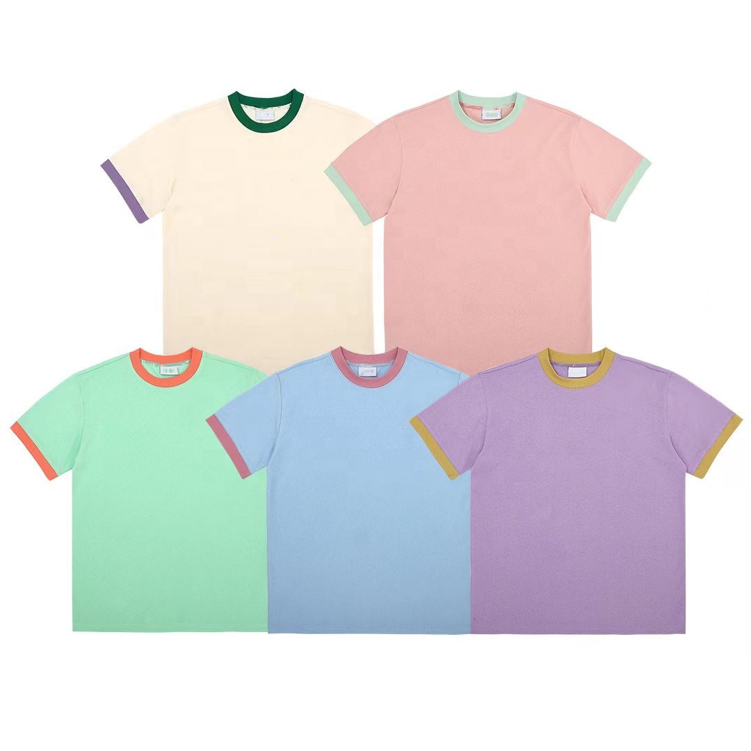 ★GUBIN★ w9229 overprinting ringer tee B2B Clothing Wholesale Ribbon Collar Ringer 100%cotton Tee T