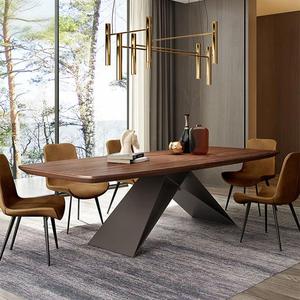 <span class=keywords><strong>Table</strong></span> à manger rectangulaire extensible en noyer massif de style nordique contemporain, <span class=keywords><strong>8</strong></span> places, pour la maison, la cuisine, la salle à manger ou l'hôtel - Product Image 1