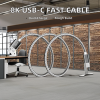 Kabel Data USB-C Pengisian Cepat 8K 3A Terbaik, Konduktor Tembaga Berlapis Aluminium, Selubung PVC 2m, Fungsi 180 Derajat untuk Android