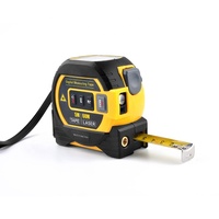 Promo Panas! Alat Ukur Jarak Digital Mini Bulat Tahan Air Profesional 5M, Meteran Laser Retractable