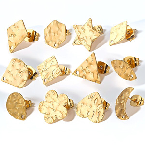 Irregular Geometric <b>Earring</b> Stud Base | 18K PVD Gold Plated Stainless Steel Press Flat Pad <b>Post</b> for DIY <b>Earring</b> Making Findings - Product Image 1