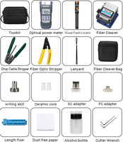 Kit d'outils de terminaison de fibre optique FTTH avec compteur de puissance, câble de descente, dénudeur de fibre, VFL, kit d'outils de fusion de fibre
