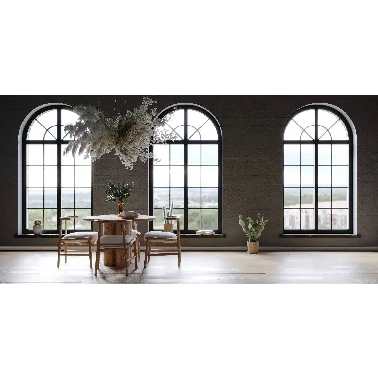 KIMSUN-Ventana de madera curvada de forma especial importada de Estados Unidos, ventanas de roble, ventanas de teca, ventana especial, vidrio templado