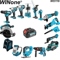 Winone Perceuse électrique sans fil 20 volts 18 outils Kit lithium-ion compact batterie kit combo sans balais 18V