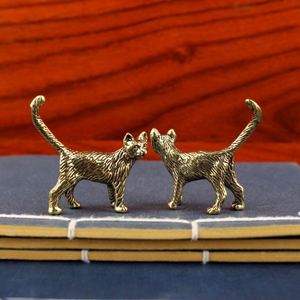 Ensemble de figurines de chat en laiton vintage faites à la main - Ornement décoratif animalier en métal pour la maison et les collectionneurs - Product Image 2
