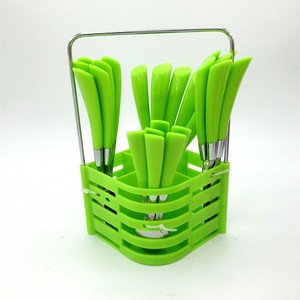 Ensemble de couverts en acier inoxydable 24 pièces avec manches en plastique en forme de corne, comprenant cuillères et fourchettes, pour cadeaux et fêtes - Product Image 2