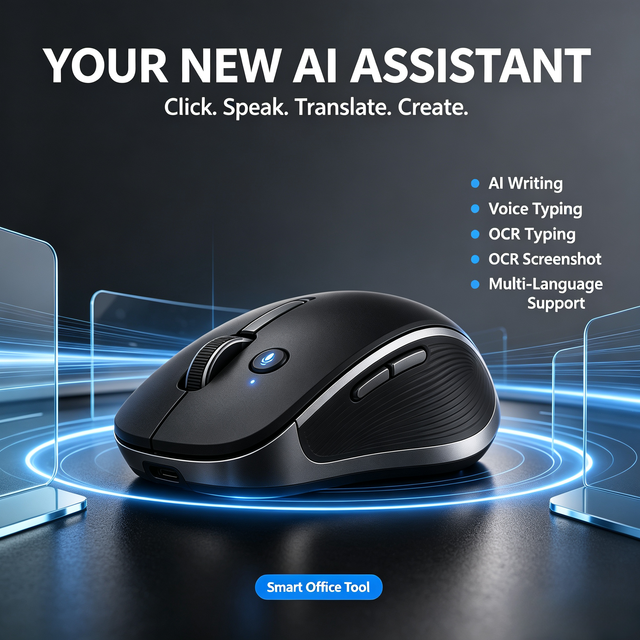 For Ergonomic AI Smart Mouse Real-Time Language Translation Auto Meeting Key Points Summ. OCR Screenshot Tri-Mode 2.4G.