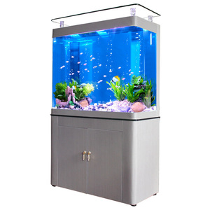 ตู้ปลาทะเลขนาดใหญ่พร้อมระบบกรองในตัว สำหรับห้องนั่งเล่นหรูหราในร่ม พร้อมตู้สีขาว - Product Image 5