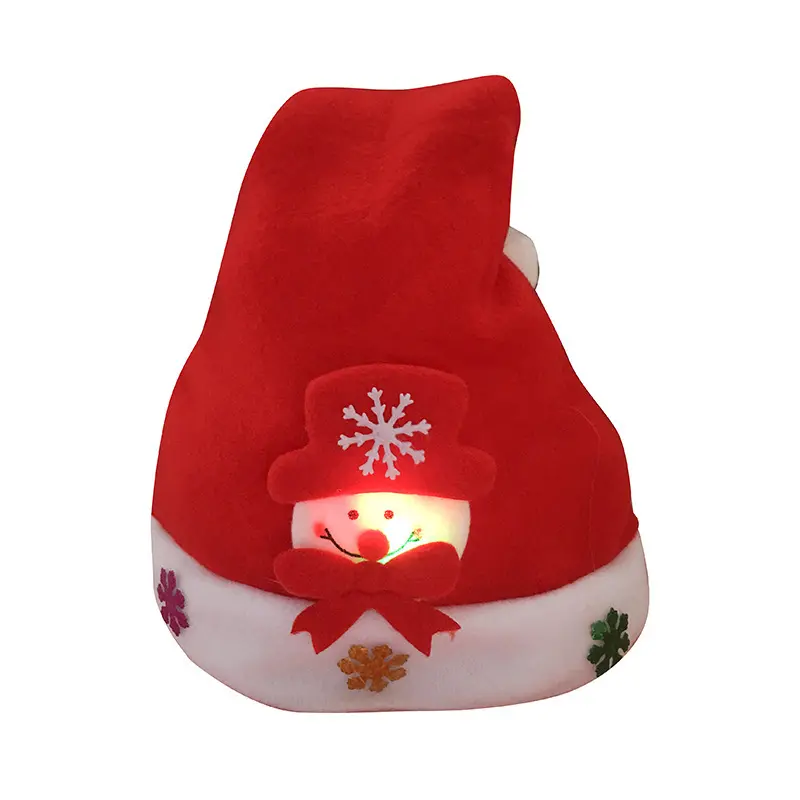 Yeni Model Glow parti noel malzemeleri kardan adam noel şapka yetişkin çocuklar hediyeler için Led ışıkları ile