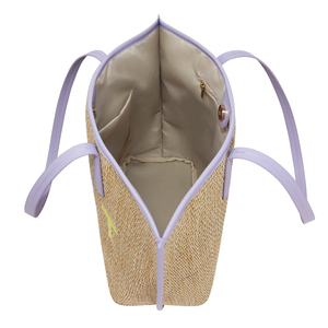 Sac fourre-tout en paille de luxe pour femme, personnalisable avec logo, pour la plage, l'été, l'automne, le printemps, avec bandoulière perlée scintillante, idéal pour les courses - Product Image 6
