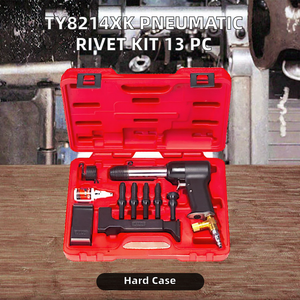 Kit de Martillo Remachador Neumático TY8214XK de 13 Piezas, Incluye Pistola Remachadora y Barras de Remachado, Acero Inoxidable 316, Estuche Rígido - Product Image 2