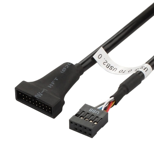 USB 2.0 9Pin Motherboard Female to USB 3.0 19Pin Housing Male Adapter Cable
