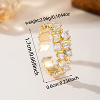 Gold-Silber Zweifarbiger Offener Ring mit Gemischten Runden und Baguette-Zirkonia Wellenförmiges Band Stapelbarer Cocktail-Schmuck Geschenk für Frauen