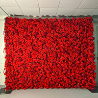 NINI Vente en gros de roses artificielles en soie rouges pour mur de fond de scène de mariage, demande en mariage, événement nuptial, décoration romantique et écologique