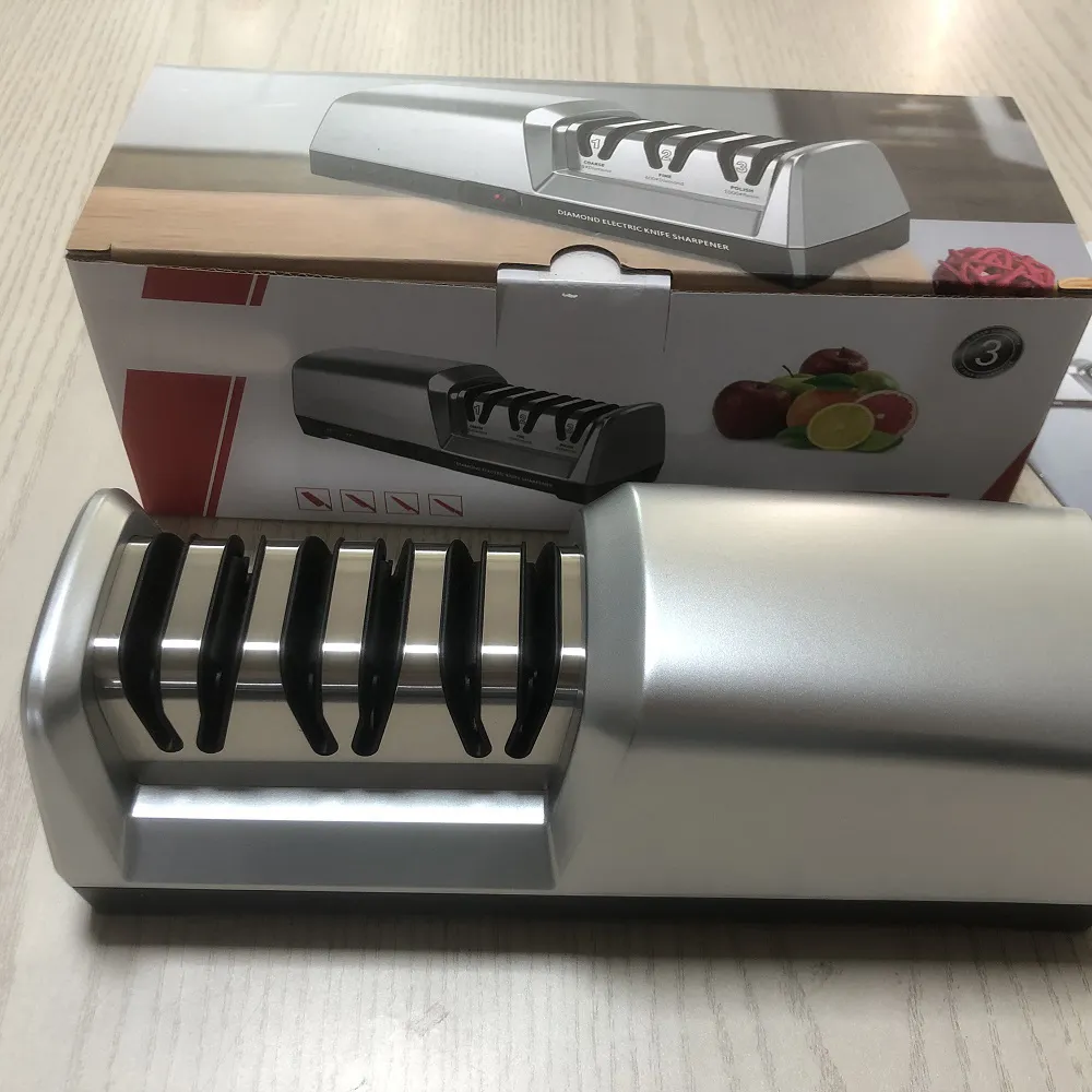 Affûteur de couteaux électrique professionnel Machine affûteur de couteaux de cuisine domestique aiguiseur de couteaux électrique Portable en 3 étapes