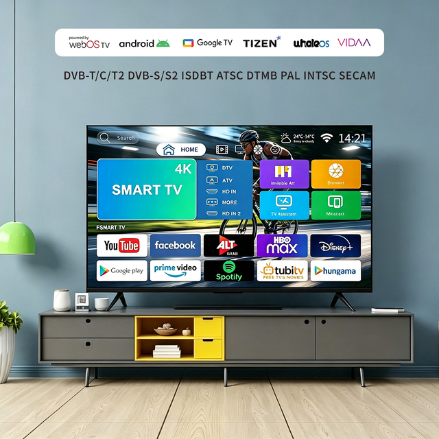 TV24 -110" 4K UHD Frameless Design LCD LED TV with Digital System Smart TV Android 15.0 65 Inch Smart Tv Mini Led Tv Portable Tv