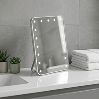 Miroir de table LED pliable grand format avec variateur tactile, 3 couleurs de lumière à mémoire, arrêt automatique, rechargeable Type-C 1000 mAh