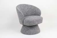 Fauteuil pivotant en velours gris, style moderne minimaliste, avec base ronde, pour chambre à coucher et appartement, décoration intérieure