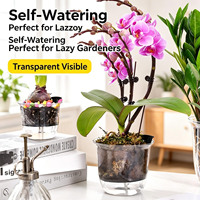 Pot de fleurs auto-arrosant en plastique transparent haute transparence, pot circulaire minimaliste pour plantes succulentes et fleurs, décoration de bureau