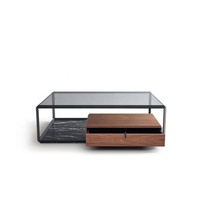 Table basse en verre au design moderne, loft industriel, cadre métallique, table de thé, design industriel,