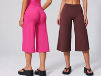 Nouveau style – Leggings d'été pour femme à taille haute élastique, séchage rapide, coupe ample évasée, longueur genou, pour sport et yoga, en nylon et élasthanne