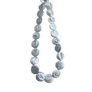 批发天然淡水珍珠不规则形状大硬币珍珠16-17毫米高光泽项链用于珠宝制作