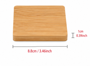 Set di 4 Sottobicchieri Quadrati in Bambù con Supporto, Incisione Laser, per Casa, Cucina, Tavolo, Vendita al Dettaglio, Disponibili negli USA - Product Image 2