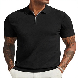 เสื้อยืดผู้ชายแฟชั่นฤดูร้อน แขนสั้น ผ้าวิสโคส ย้อมเส้นด้าย คุณภาพสูง ถักทออย่างดี คอปกแบบลำลองและเป็นทางการ ซิป ดีไซน์สั่งทำได้ - Product Image 1
