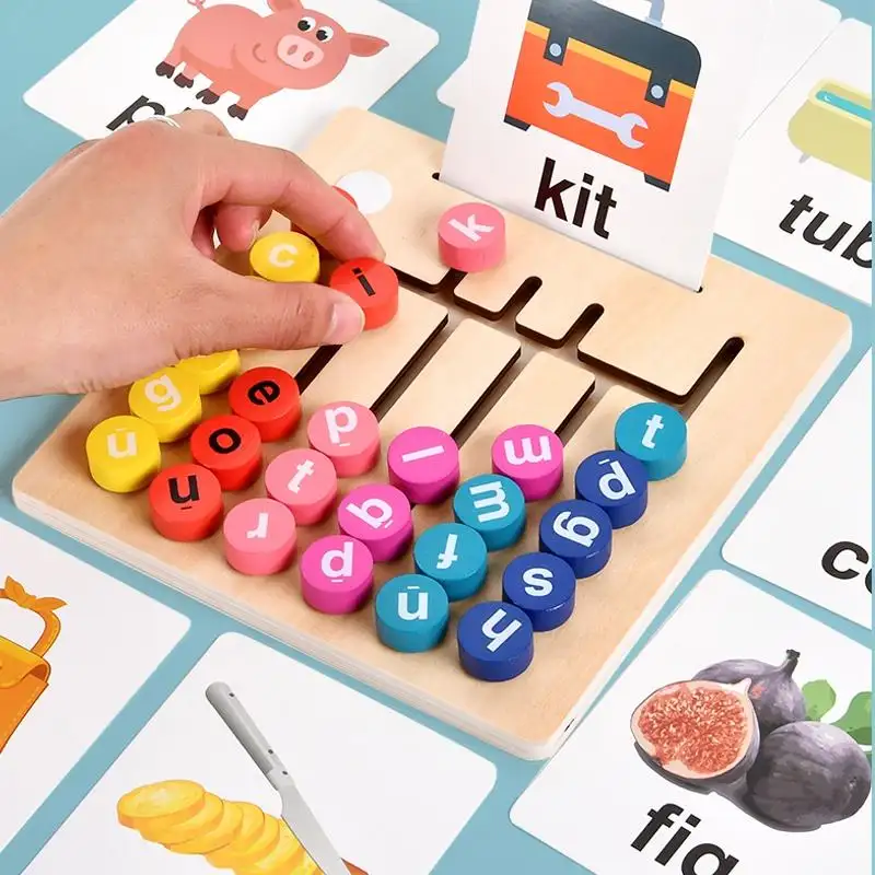 מונטסורי מוקדם חינוכיים צעצועי ילדי פאזל עץ איות מילת מכתב משחקי עץ פאזל מבוך לוח משחק צעצוע