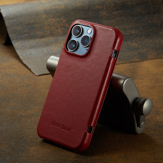 Retail Box Packaging Fierre Shann Vintage Genuine Leather Phone Flip Case for iphone 15 14 13 Pro Cell Phone case
