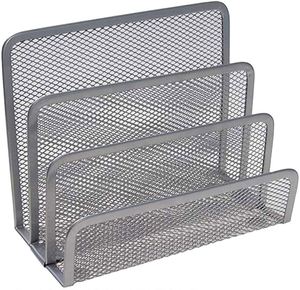 Folder Holder Desk Mail Organizer Letter Holder for Desk Metal <b>Mesh</b> with 3 Vertical Upright Compartments - Product Image 2