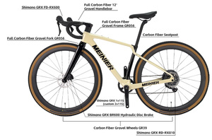 Bicicleta de carretera de fibra de carbono para todas las carreteras con freno de disco hidráulico, bicicleta de grava con pedal y horquilla ordinarios - Product Image 3