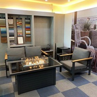 Table de foyer au gaz propane en verre trempé noir rectangle de 46 pouces de haute qualité en matériau d'aluminium durable