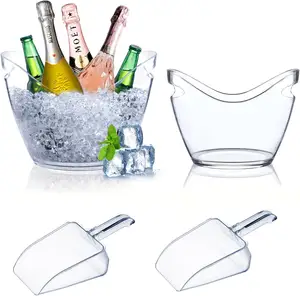 Bồn nước giải khát cho các bên nhựa ICE Bucket cho cocktail Bar rõ ràng Acrylic Wine Bucket với Scoops t