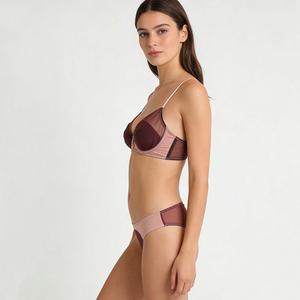Ensemble de lingerie sexy <span class=keywords><strong>en</strong></span> maille transparente, design <span class=keywords><strong>transparent</strong></span>, soutien-gorge à armatures confortable, ensemble de culottes pour tous les jours - Product Image 2