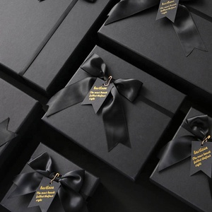 Nuevas ideas de productos <span class=keywords><strong>2019</strong></span> caja de regalo negra personalizada con cinta - Product Image 5