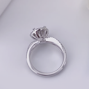 Bague en diamant cultivé en laboratoire à la mode en or 14 carats <span class=keywords><strong>1</strong></span> <span class=keywords><strong>carat</strong></span> D VS1 Halo Cluster Diamants pour mariage de fiançailles - Product Image 3