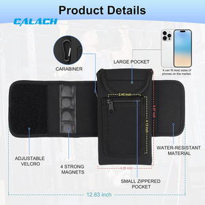 Custom logo gym fitness antiscivolo magnetico in neoprene porta porta-borraccia con tasche per telefoni - Product Image 3