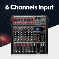 Table de mixage professionnelle 6 canaux avec carte son USB pour enregistrement sur scène, Bluetooth, réglage des tonalités (haut/bas) et certification modèle DJ