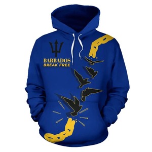 Sudadera con capucha personalizada, jersey con estampado de poliéster, estampado bajo demanda, Sudadera corta con capucha, ropa de mujer, estilo de bandera de Barbados, sudaderas con capucha para niños, sudadera - Product Image 4