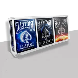 Scatola di carte da gioco in acrilico trasparente all'ingrosso con coperchio per 2 set di mazzi di carte