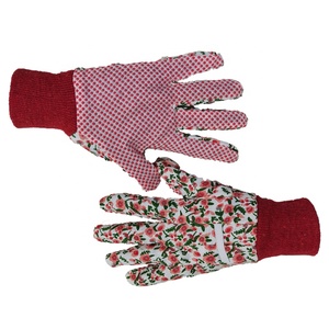 Guantes de jardín de algodón para mujer, guantes de jardinería duraderos para mujer con puntos de PVC, guantes de jardinería florales brillantes para mujer - Product Image 1