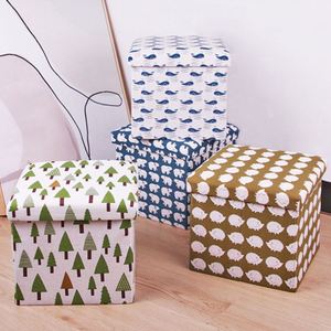 Otomana de Almacenamiento Plegable de Tela de Lino, Cubo de 38*38*38 cm, Reposapiés Cuadrado, Asiento, Taburete - Product Image 4