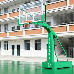 Équipement de basketball de qualité compétition, support hydraulique robuste, panneau arrière en verre trempé pour terrains professionnels, panier de basketball - Product Image 1