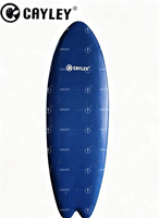 Planche de surf bleue à surface lisse avec ailerons, planche de surf légère pour les activités nautiques en plein air